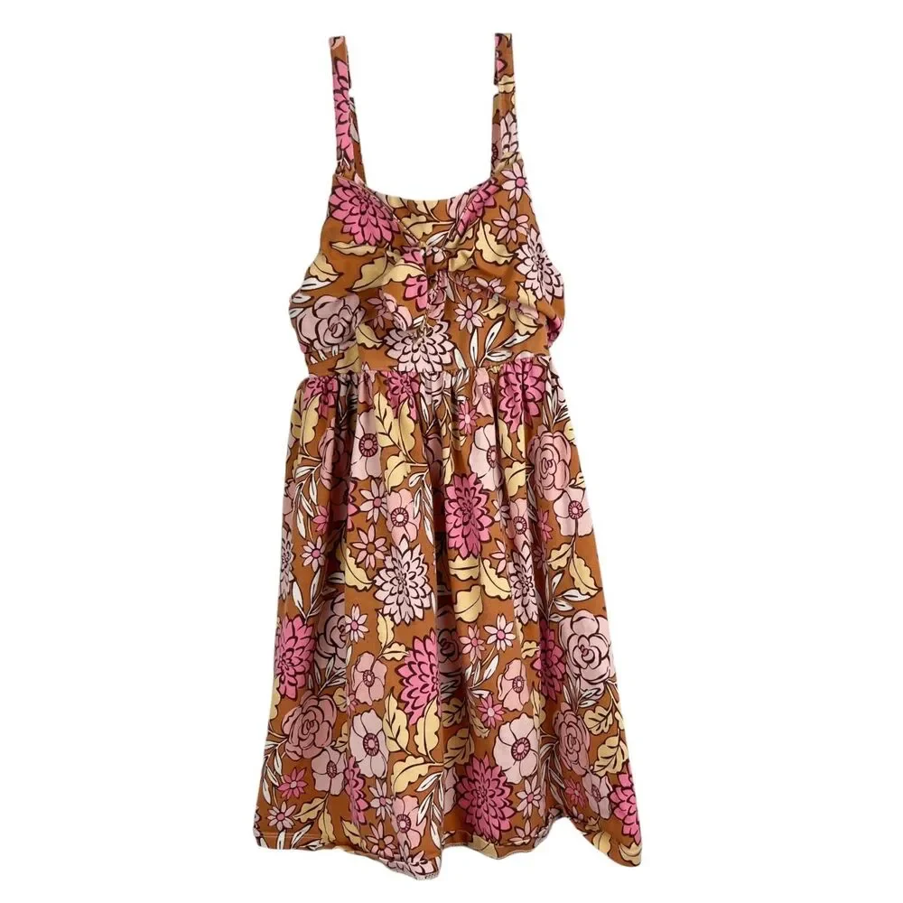 Tommy Bahama Dress Girls 10 Orange Pink Floral Sleeveless Summer Casual Kids